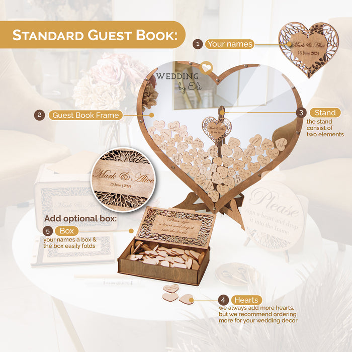 Heart Wedding Guest Book Alternative Acrylic Drop Box - Set B