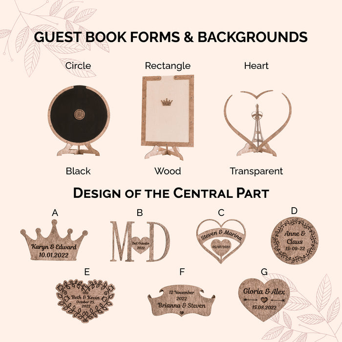 Hochzeits-Gästebuch, alternative Drop-Box, verschiedene Designs