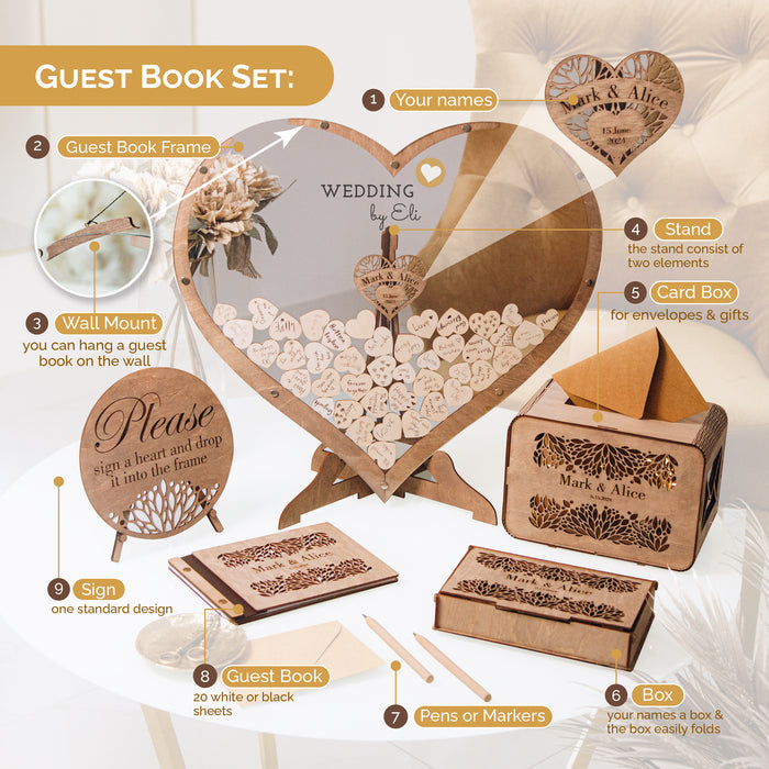 Heart Wedding Guest Book Alternative Drop Box - Set A