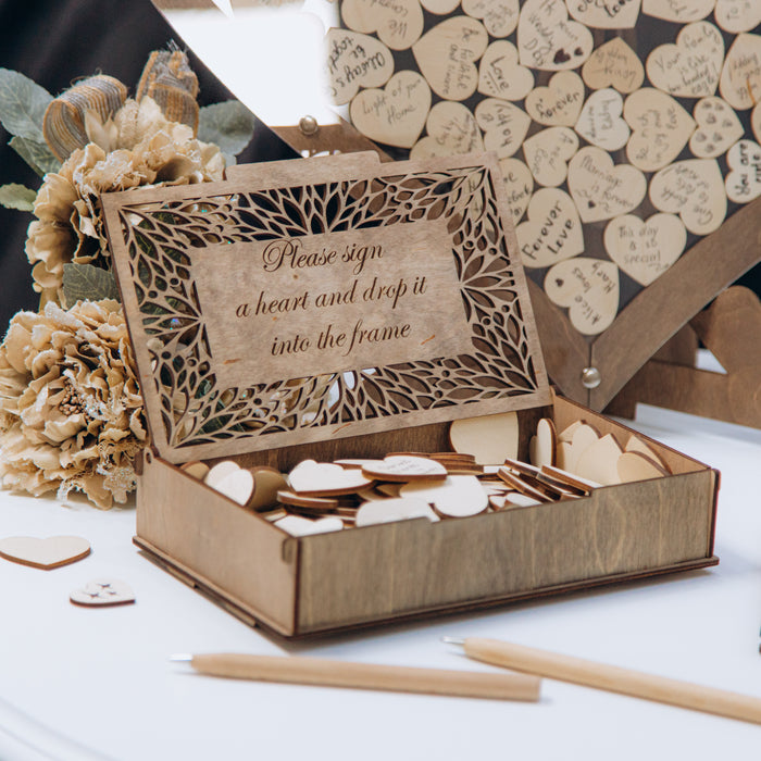 Heart Wedding Guest Book Alternative Acrylic Drop Box - Set B