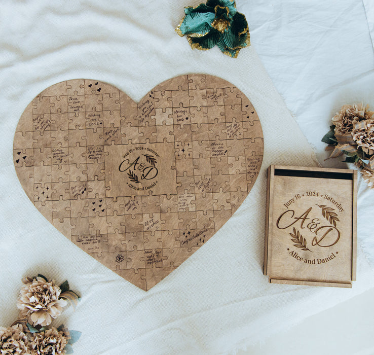 Wedding Puzzle Jigsaw Guest Book Heart