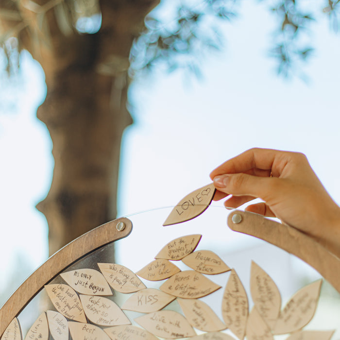 Wedding Guest Book Heart Tree & Leaves