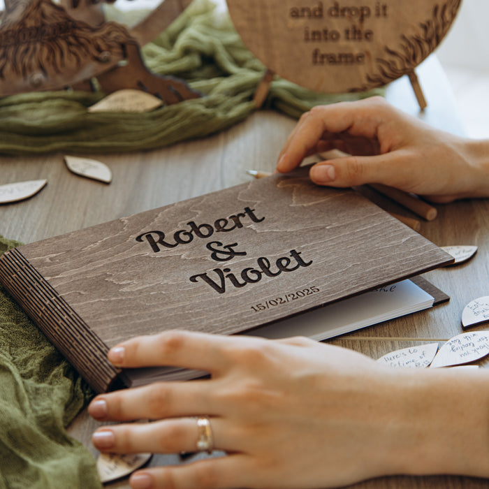 Wedding Guest Book Heart Tree & Leaves