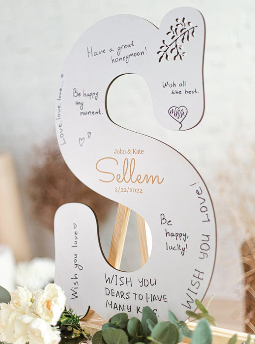 Wedding Guest Book Personalized Letter in Colors