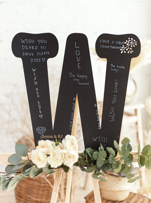 Wedding Guest Book Personalized Letter in Colors