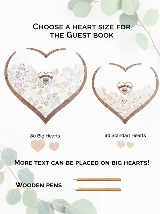 Alternative au livre d'or de mariage personnalisé avec cœurs en couleurs