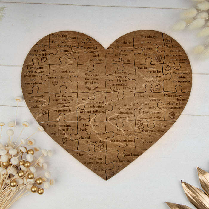 Herz-Puzzle-Box mit Gründen, warum ich dich liebe 