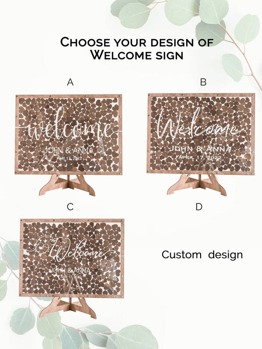 Acrylic Welcome Sign With Hearts Design B